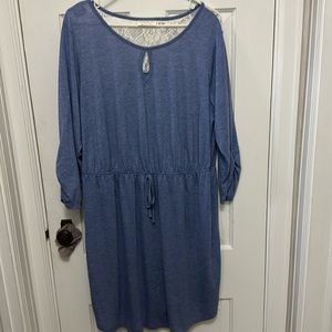Chambray blue dress with lace back size 2x